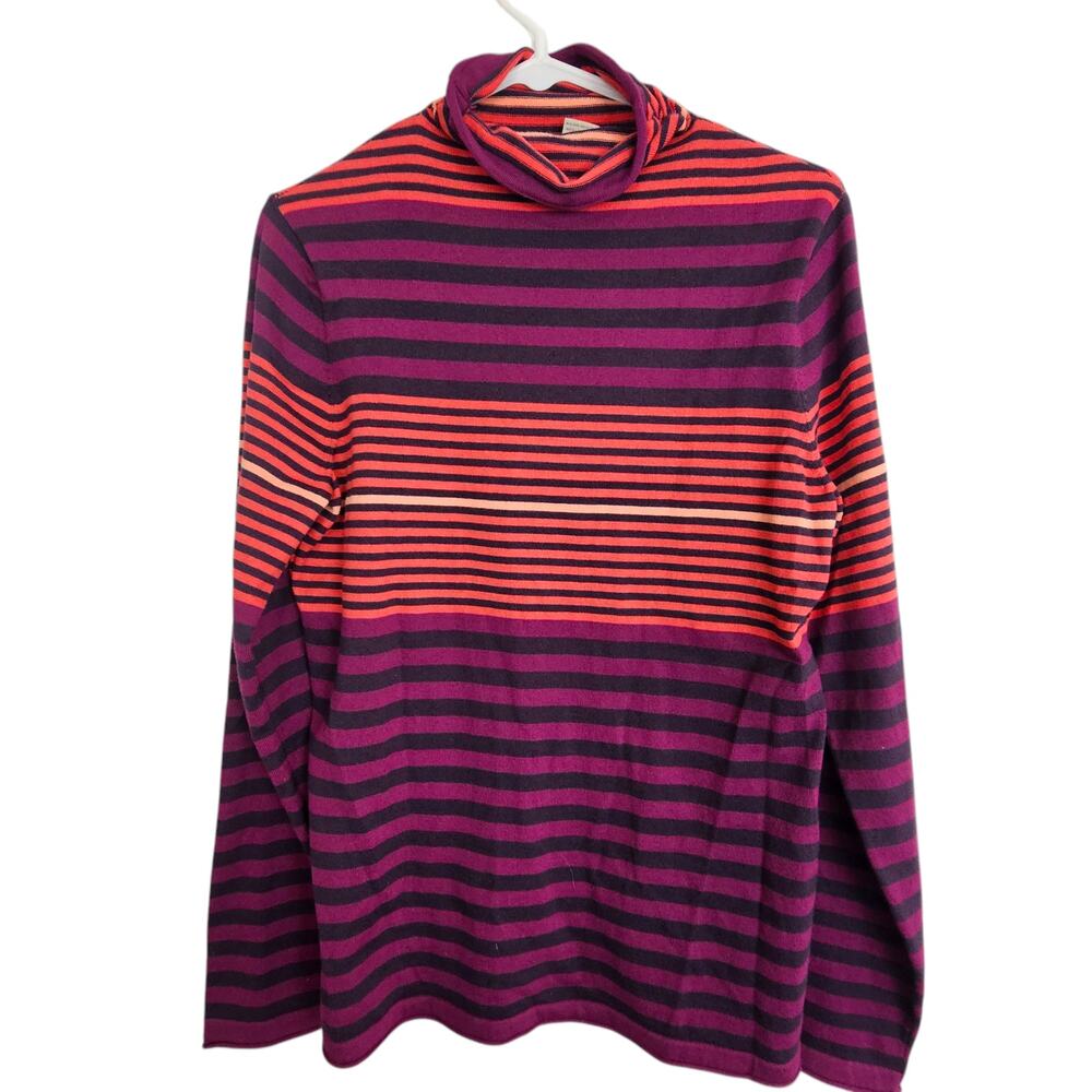 Duluth Trading Sweater Sno Sweat Mock Neck Sweater Women M Striped Sweater Women